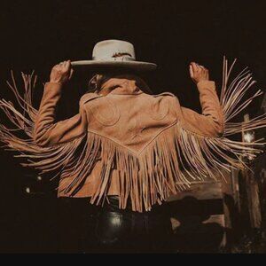 Western & Co. Urban Cowgirl Retro Biker Jacket in Carmel Sz M